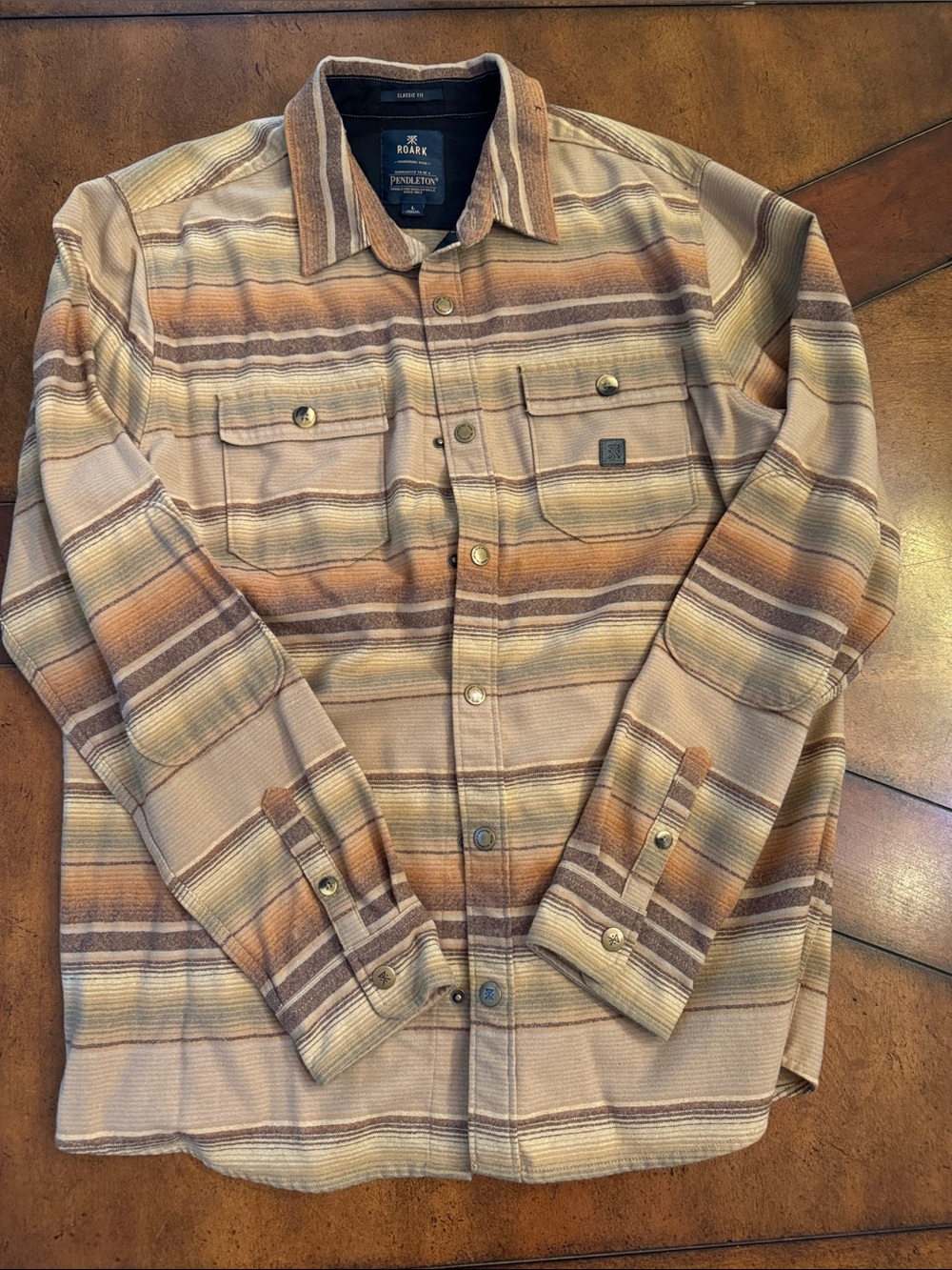Roark x Pendleton Striped Tan & Brown Lightweight Shirt Jacket